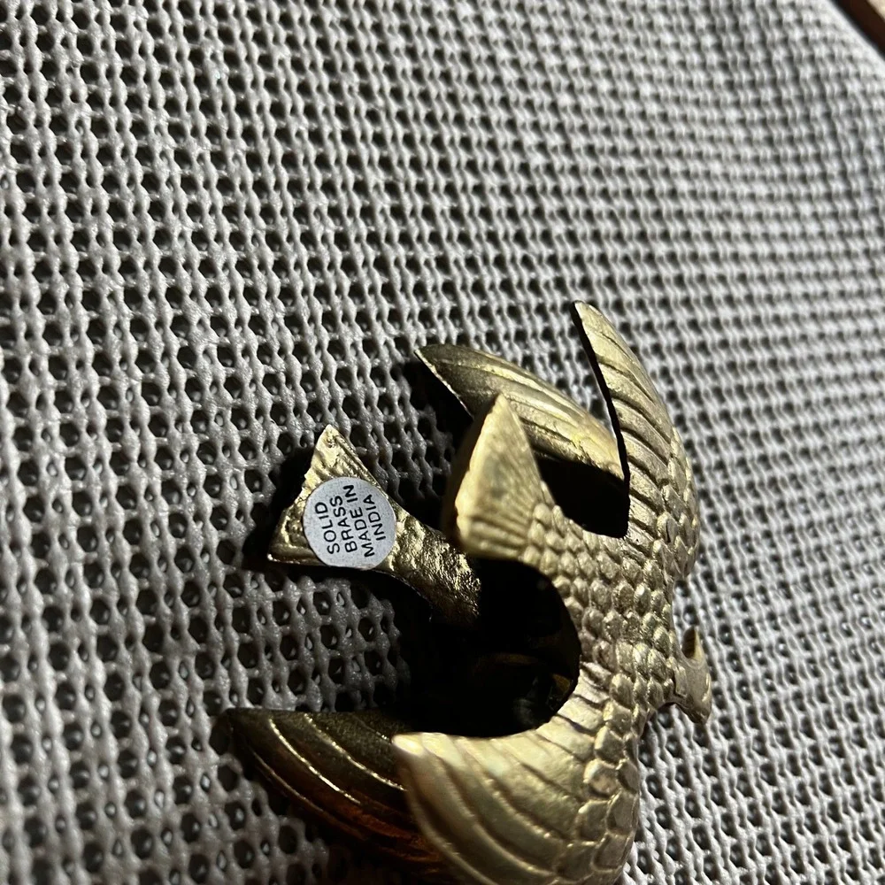 Vintage Solid Brass Eagle Hair Claw Clip Gold Tone Bird Made in India 1980s